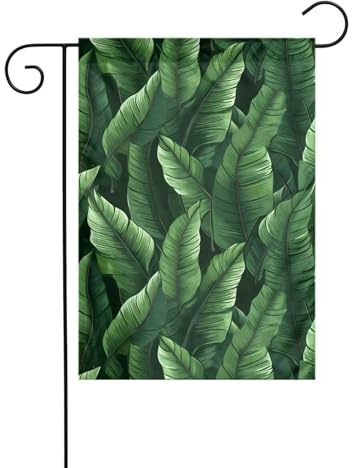 MJHKXLJ Drapeau de jardin imprimé feuille de bananier vert 30,5 x 45,7 cm pour jardin, terrasse, balcon