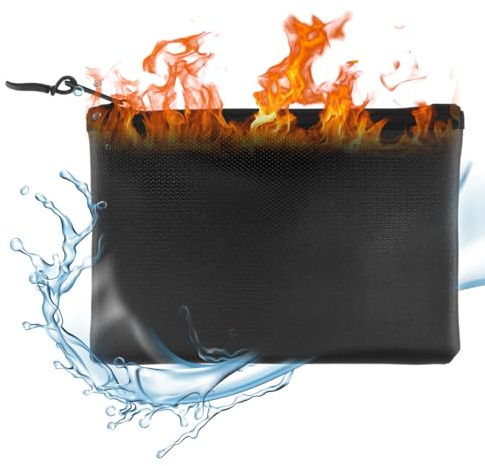 Feuerfeste und Wasserfeste Dokumententasche (20,5 x 13,5 cm), Feuerfeste Geldtasche, Hohe Hitzebeständigkeit bis 4200℉, Sicherer Schutz für Pässe, Bargeld und Wichtige Unterlagen
