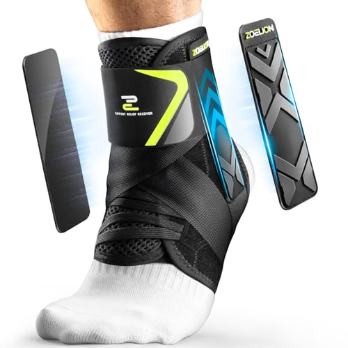 ZOELION Ankle Support with Side Stabilizing Pads, Quick Lace Up Ankle Brace for Men Women, Adjustable & Breathable Ankle Support for Ligament Damage, Sprain, Injury Recovery, Sports/XL