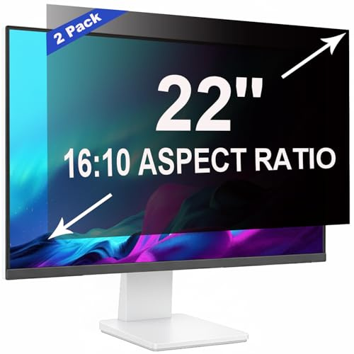 ruord 2 Pack Privacy Screen for 22 Inch 16:10 Computer Monitor | 47.4x29.7cm,Blue Light Filter,Anti-Glare,Removable Screen Privacy Shield,PC Protector Film for flat and curved screens