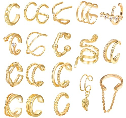 18 Paare Earcuff Ear Cuff Gold Fake Ohrringe Ohrklemme Earcuffs Gold Fake Helix Ohrmanschette Clip Ohrringe Damen Fake Conch Ohrschmuck Ohne Ohrlöcher Ohrclips Gold Ohrringe Ohne Ohrlöcher