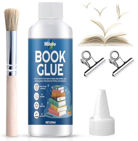 Colla per Rilegatura Libri, Colla Liquida Trasparente per Carta, Colla per Puzzle, colla per Libri per Rilegatura e Riparazione di libri, Buste, Cartoline, Artigianato con la Carta, Biglietti, 200ml