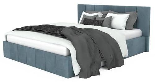 Muralo Polsterbett 140x200 cm mit Bettkasten - Meerfarbe | Doppelbett mit Gestepptem Kopfteil, Samtbezug, Wasserabweisend & Kratzfest, Bettgestell ohne Matratze