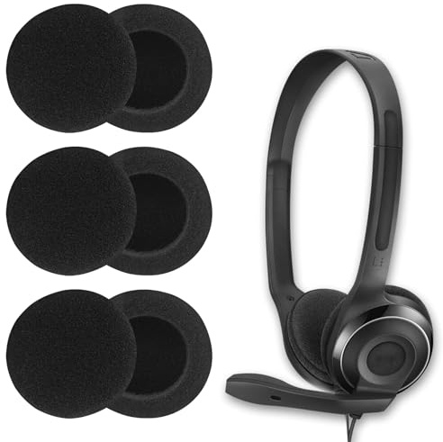 6 Pièces 45 mm Coussinets de Rechange en Mousse Compatibles avec Casques Sennheiser et EPOS, Coussinets D'oreille pour Casque, Universel Mousse pour Casque Audio, pour PC 2/PC 3/PC 5/PC 7 USB/PC 8 USB
