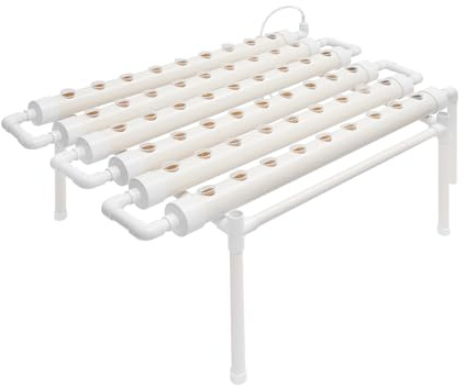 YNAADYH Système hydroponique - Kit de culture hydroponique avec 54 endroits de plantation - 6 tubes avec trous - 102 x 62 x 35 cm - Diamètre du trou : 3,2 cm - Pour herbes, salade, céleri, betteraves