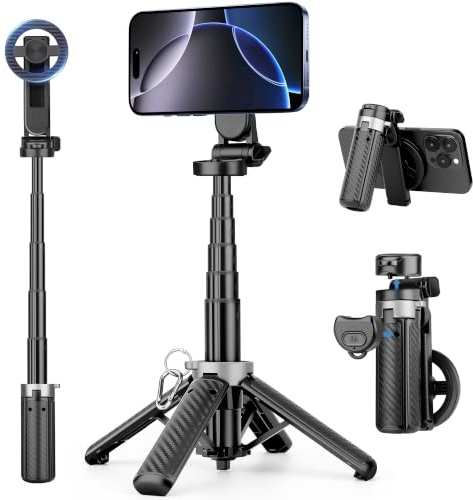 Victiv Magnétique Trépied Smartphone, Ultra-Portable Mini Perche à Selfie | Trépied Téléphone avec Télécommande & Anneau Magnétique pour iPhone 17/16/15/14 Pro Max Mag-Safe, Samsung, Huawei Android