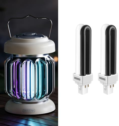 2 Lampe Anti Moustique avec Un Capteur Lumineux + Ampoules de Remplacement x 4