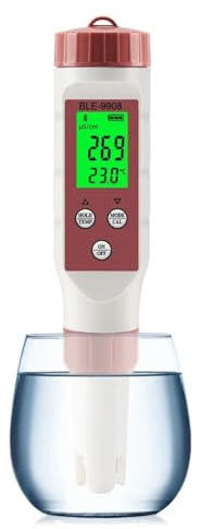 LLAWQSM Wassertester, Bluetooth-PH-Meter PH/EC/TDS/Temp-Meter APP Intelligente Steuerung Wasserqualitätstester ATC for Trinkwasseraquarien