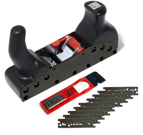RALI 220 EVO B - Juego de cepilladora de mano profesional con 10 cuchillas de repuesto, cepillo de limpieza sin afilar para carpinteros y carpinteros, calidad suiza