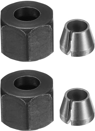 sourcing map 2 adattatori per pinza da 6,35 mm in acciaio al carbonio per fresatrice e fresa con dadi M14, codolo per fresa, mandrino di conversione per lavorazione del legno, incisione CNC, nero