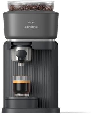 Philips Baristina Espresso Machine, Grind, Tamp & Brew Coffee Beans in One Swipe, Compact, 16 Bar Pump Pressure, Automatic Grinder, Black with Black Portafilter (BAR300/60)