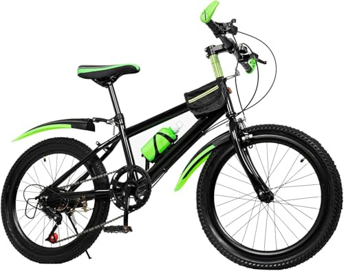 XYCHAO Bicicletta per bambini da 20 pollici, con parafango, bottiglia d'acqua e campanella a bussola, robusto telaio in acciaio al carbonio, per ragazzi e ragazze 8-12 anni, per strada