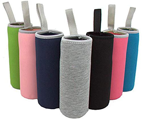 Frahou Confezione da 7 custodie per bottiglie d'acqua in vetro, 340 g – 550 ml, in neoprene, isolate, pieghevoli, vari colori