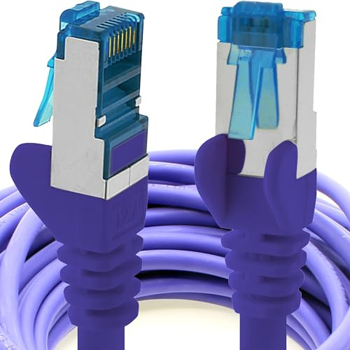 1aTTack.de 10m - CAT6a - Netzwerkkabel violett - 1 Stück CAT 6 A Patchkabel 10000 Mbit s SFTP PIMF 500 MHz kompatibel zu CAT5 CAT6 CAT7 DSL Internet Switch Router