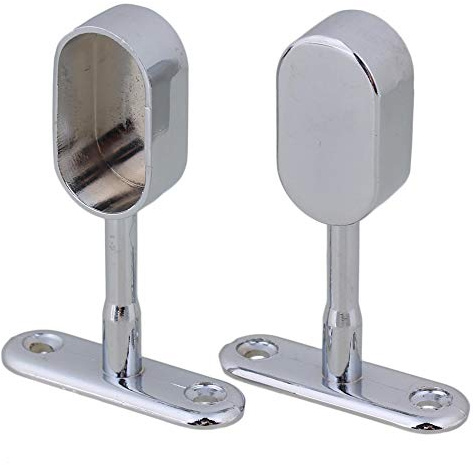 bqlzr 16 mm Silber Zinklegierung verchromte Kleiderschrank Oval Schrank Stange Mitte Unterstützung Halterung zum Aufhängen Pass 2 Stück