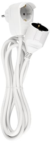 REV Verlängerungskabel POWERSPLIT – Verlängerungskabel 3m, erhält stationäre Steckdose – weiß