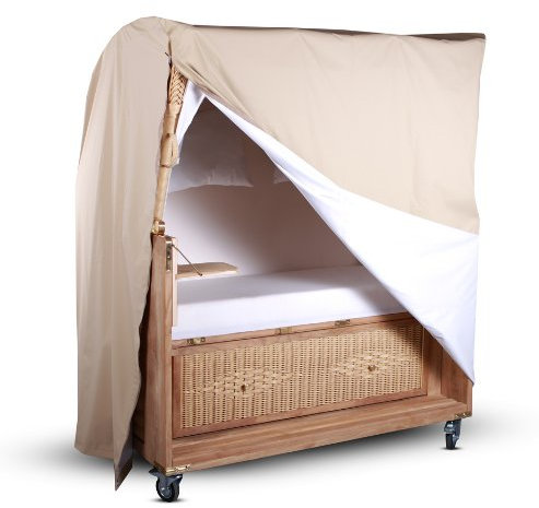 Protec Teak Strandkorb Schutzhülle - Ganzjahres-Abdeckhaube, atmungsaktiv, Strandkorb 2,5 Sitzer, beige