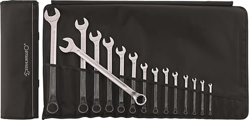 STAHLWILLE 14/15 l Ringmaulschlüssel Set 15-tlg. (6-32 mm) l lange Ausführung, extrem belastbar l schraubenschonend l in Rolltasche l Made in Germany
