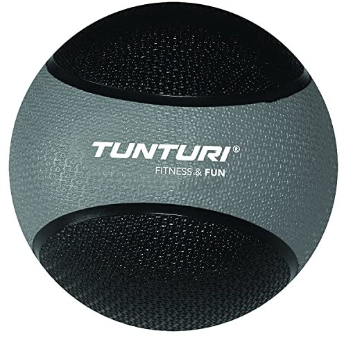 Tunturi Medizinball Gummi, Grau/Schwarz, 5 kg, 14TUSCL321