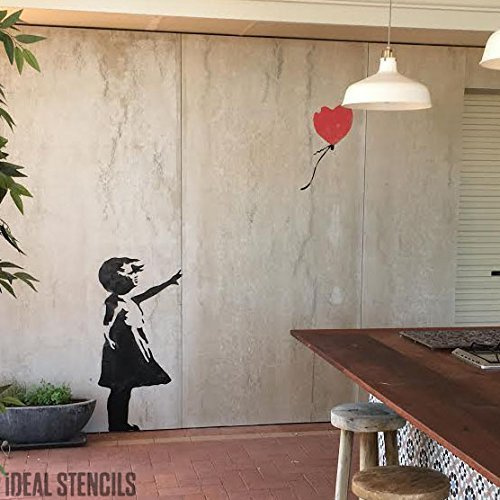 Banksy Ballon Mädchen XL Lebensgröße Wandsticker Wand Schablone - GIRL 78CM HIGH