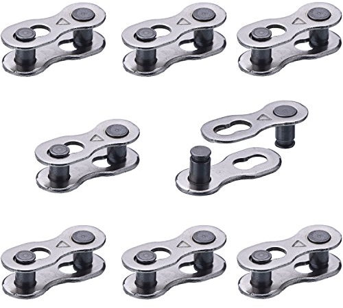 Hotop 8 Pairs Bicycle Missing Link for 6, 7, 8, 9, 10 Speed Chain, Silver, Reusable (6 7 8 Speed)