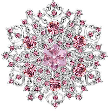 EVER FAITH Österreichische Kristall Elegante Blume Cluster Leaf Brosche Rosa Silber-Ton