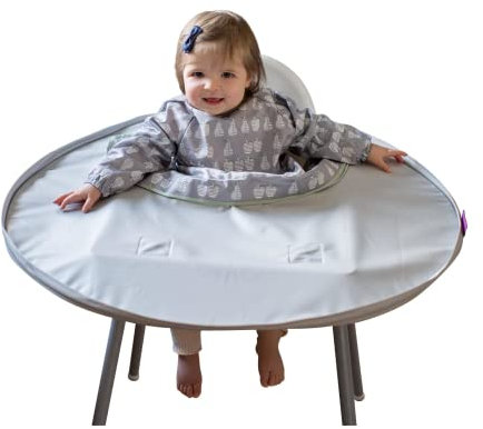 Tidy Tot Weaning Bib & Tray Kit. Weaning Set Attaches to Highchair for Mess Proof Baby Feeding. Essential Baby Led Weaning Bib BLW. Waterproof Long Sleeve Bibs Set for Babies 6-24 months