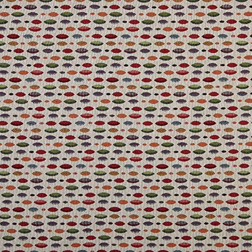 Kt KILOtela - Klädsel Tyg - Jacquard Gobelin - Bomull & Polyester - 280 cm bred - med halv meter | Ellips - Röd, orange, grön, blå, beige