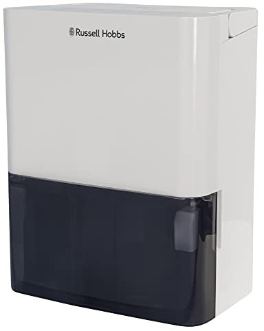 Russell Hobbs RHDH1001 10 Litre/Day Dehumidifier for Damp/Mould & Moisture in Home, Kitchen, Bedroom, Office, Caravan, Laundry Drying, 30m2 Room, Smart Timer, White