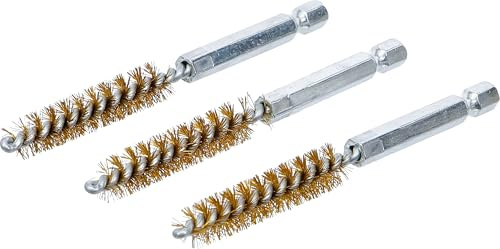 BGS 3078-10-M | Messingbürste | 3-tlg. | 10 mm | Antrieb Außensechskant 6,3 mm (1/4) | Loch-Drahtbürsten | für BGS 3078