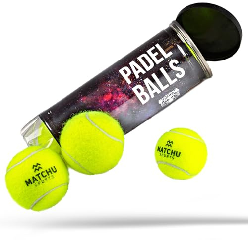 MATCHU - Balles de Padel - Lot de 3 Pièces - Convient pour Les Matchs Officiels - 56-59.4 Grammes - 65.4-68.6mm - Fait de 45% de Laine (1)