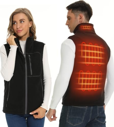 Dernolsea Mens Womens Heated Gilet - USB Rechargeable Heated Vest | Fleece Heat Body Warmer for Men Women Black XL