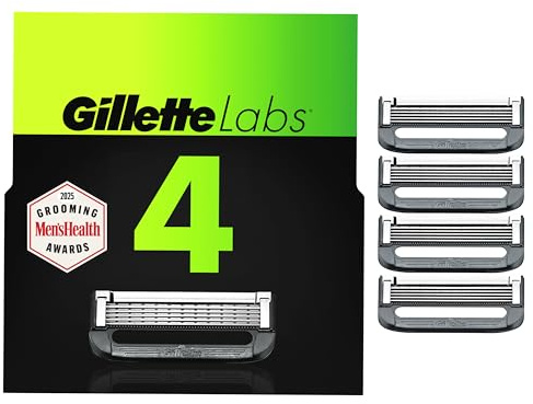 Gillette Labs Mens Razor Blade Refills Compatible with Gillette Labs Razors - 4 Cartridges With Exfoliating Bar