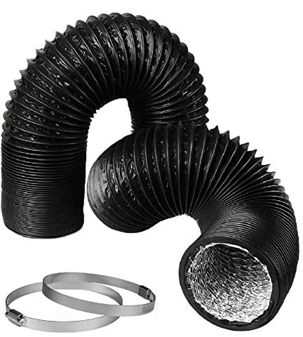 Dryer Vent Hose 3 Inch Air Duct 9.84 Feet Flexible Adjustable PVC Heavy-Duty Four-Layer Air Duct Hose with 2 Screw Clamps for HVAC Ventilation (Black)