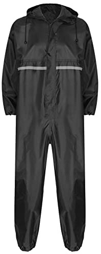 ranrann Homme Combinaison de Pluie Imperméable Réfléchissant Salopette de Travail à Capuche Combinaison Pêche Zippé Multi-Usage Vêtements de Pluie M-4XL