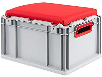 PROREGAL Eurobox NextGen Seat Box Rot | HxBxT 26,5x30x40cm | 20 Liter | Griffe offen | Eurobehälter, Sitzbox, Transportbox, Transportbehälter, Stapelbehälter