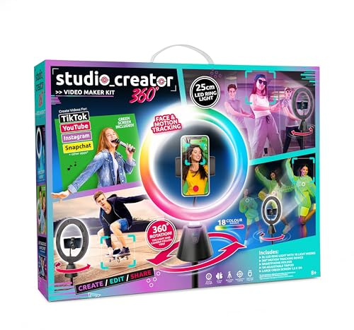 Studio Creator 360 Motion Tracking Ring Light Kit – Tripod, XL Green Screen & Phone Holder | TikTok, YouTube & Instagram Video Set for Teens