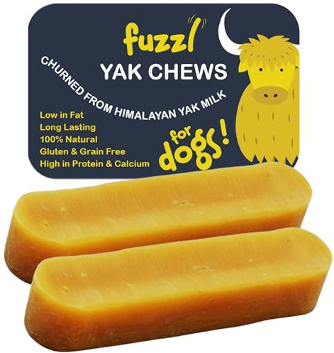 Fuzzl Premium Yak Chews per Cani Snack Naturale 140g con Latte di Yak Himalayano Masticabili Lunga Durata Confezione da 2 Pezzi