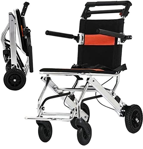 Ultraleichter Rollstuhl-Reiserollstuhl, klappbarer Transit-Reisestuhl mit Begleitantrieb, mit schwenkbarer Armlehne und Fußstütze, 100 kg Tragfähigkeit für ältere, behinderte Benutzer (Waben