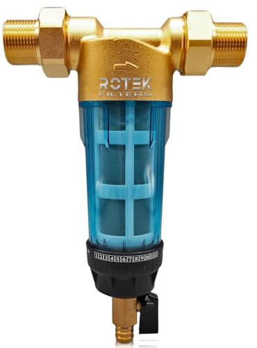 Filtro de agua de latón con malla inox para entrada general de agua autolimpiante