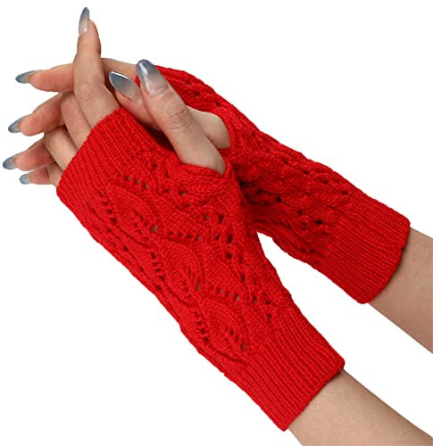DUHGBNE Winter Gloves for Women Warm Glove Windproof Elastic SMS Black Gloves Women Warm Lined Gloves Latex Gloves, red, One Size