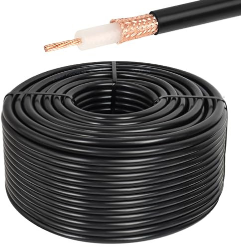 XRDS -RF Cavo coassiale RG213 200FT, cavo RG213 a bassa attenuazione da 50 Ohm Cavo coassiale RG213 con schermatura a treccia di rame nudo