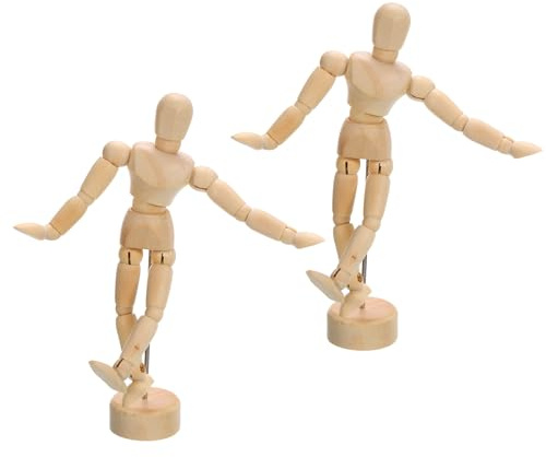 PATIKIL 2 Stück 4,5 Holz Mannequin Figur Künstler Zeichenpuppe Modell | Skizzieren Lay Figur, Flexibel Beweglich Gelenkig, für Malen Zeichnen Dekoration