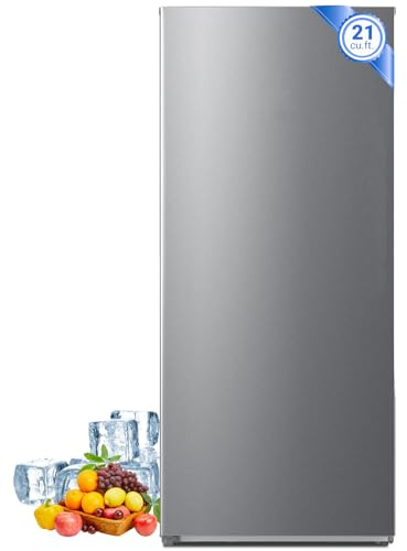Smad 21 Cubic Feet Stand Up Freezer, Convertible Freezer/Refrigerator with LED Light, Stainless Steel Frost Free Upright Freezer with Left Open Door for Kitchen, Home,Garage