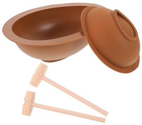 KICHOUSE 4pcs Easter Egg Moulds Silicone Wood Hammers Flexible Candy and Chocolate Moulds Multi-Functional for Biscuit Cake Cookie Oven Safe Easy Demoulding
