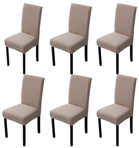 NFYUEBUC Coprisedie con Schienale 6 Pezzi, Elasticizzato Lavabile Estraibile Coprisedia Universali Moderno Copri Sedie Soggiorno, Sala da Pranzo, Cucina, Hotel (Khaki)