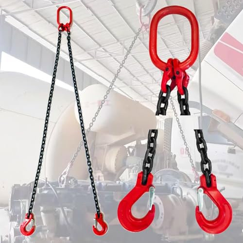 Anschlagkette 2-Wege-Kettengehänge, 2 Tonne (4409Lbs) Kapazität Motor Lift Kette Schwerlast Alloy Steel, Gewicht Hebeketten Für Baustelle, Haus Renovierung (Size : 0.5m/1.6ft)