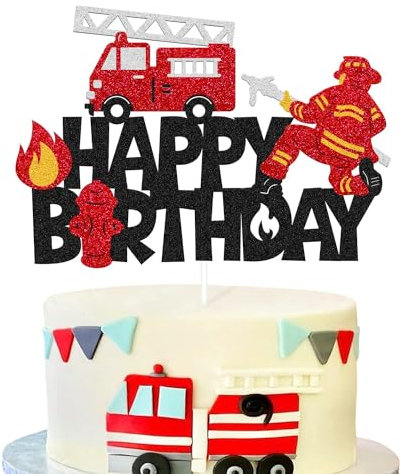 GâTeau Topper Pompier, Pompier Cupcake Topper, Anniversaire Pompiers GâTeau DéCoration, Pompiers Cupcake Topper DéCoration, De GâTeau De Pompier, pour Fête D'anniversaire Enfants
