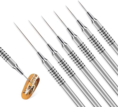 Lot de 6 pinceaux fin pour nail art - Design élégant - Feutre professionnel pour gel UV
