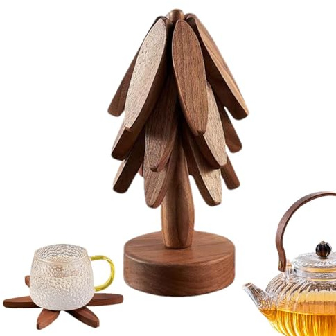 Tree Design Coasters, Tree Shaped Table Mat, Tree Art for Wood Coasters, Silicone Christmas Tree Shaped Trivet Hot Pot Mat Coasters, Creative Foldable Anti Scald Heat Resistant Coaster